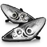 AmeriLite Chrome Projector Headlights Ultra Bright LED Halo For Lexus ES 300/330 - Passenger and Driver Side