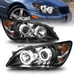 AmeriLite Projector Headlights Black (CCFL Halo) for Lexus is 300 - Passenger and Driver Side