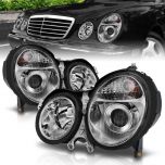 AmeriLite Projector Headlights Chrome Pair For Mercedes-Benz E Class W210 - Passenger and Driver Side