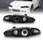 AmeriLite Projector Headlights G2 1 Halo Black For Mitsubishi Eclipse - Passenger and Driver Side