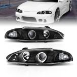 AmeriLite Projector Headlights G2 2 Halo Black For Mitsubishi Eclipse - Passenger and Driver Side