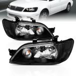 AmeriLite Black Replcement Headlights Set For 02-03 Mitsubishi Lancer - Passenger and Driver Side
