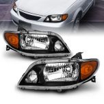 AmeriLite Crystal Headlights Black Amber For Mazda Protege - Passenger and Driver Side