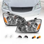 AmeriLite Crystal Chrome Halogen Replacement Headlights Set For 2005-2006 Altima - Passenger and Driver Side