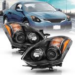 AmeriLite Black Headlights For Altima 2Dr Coupe Halogen Type (Pair) High/Low Beam Bulb Included