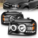 AmeriLite Black Projector Headlights CCFL Halo for Nissan Frontier - Passenger and Driver Side