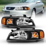 AmeriLite Black Replacement Headlights Set For 00-03 Sentra - Passenger and Driver Side