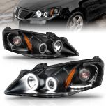 AmeriLite Projector Headlights Black Amber(CCFL Halo) for Pontiac G6 - Passenger and Driver Side