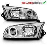 AmeriLite Chrome Replacement Headlights LED Halo Set For 2000-2001 Toyota Camry - Passenger and Driver Side