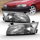 AmeriLite for 1997-1999 Toyota Camry Chrome Replacement Headlights without Corner Light Pair - Passenger and Driver Side