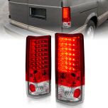AmeriLite for Chevy Astro GMC Safari Van Crystal Red LED Replacement Tail Lights Pair - Passenger and Driver Side