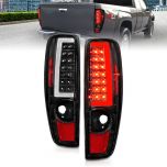 AmeriLite for 2004-2012 Chevy Colorado GMC Canyon Black C-Type LED Tube Tail Lights Pair - Passenger and Driver Side