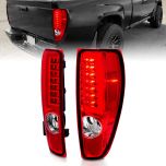 AmeriLite for 2004-2012 Chevy Colorado GMC Canyon Ruby Red C-Type LED Tube Tail Lights Pair - Passenger and Driver Side