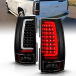 AmeriLite for 2007-2014 Chevy Tahoe Suburban / GMC Yukon XL Denali Replacement Clear Black C-Type LED Tube Tail Lights Set - Passenger and Driver Side