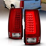 AmeriLite for 2007-2014 Chevy Tahoe Suburban / GMC Yukon XL Denali Replacement Crystal Red C-Type LED Tube Tail Lights Set - Passenger and Driver Side