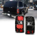 AmeriLite for 2000-2006 Chevy Tahoe/Suburban GMC Yukon Dark Black LED Replacement Brake Tail Lights Set - Passenger and Driver Side