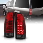 AmeriLite for 1988-1999 Chevy GMC Full Size C/K Series Pickup Truck Red Smoke LED Replacement Taillights Assembly Pair - Passenger and Driver Side