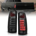 AmeriLite for 1988-1999 Chevy GMC Full Size C/K Series Pickup Truck Smoke LED Replacement Taillights Assembly Pair - Passenger and Driver Side