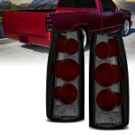 AmeriLite for Chevy GMC Pickup -Suburban Blazer Tahoe Yukon- Smoke Euro Style Crystal Replacement Tail Lights Set - Passenger and Driver Side