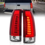 AmeriLite for 1988-1999 Chevy GMC C/K Full Size Tahoe Suburban Crystal Red C-Type LED Tube Tail Lights Set - Passenger and Driver Side