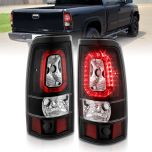 AmeriLite for 2003-2006 Chevy Silverado 1500 2500 3500 04-06 Sierra Clear Black LED Replacment Taillights Brake Lamp Set - Passenger and Driver Side