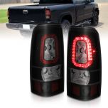 AmeriLite for 2003-2006 Chevy Silverado 1500 2500 3500 04-06 Sierra Smoke Black LED Replacment Taillights Brake Lamp Set - Passenger and Driver Side