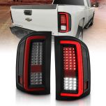 AmeriLite Smoke [Full LED] Light Tube Replacement Taillights for 2007-13 Chevy Silverado 1500 2500HD 3500HD Pair - Driver and Passenger Side