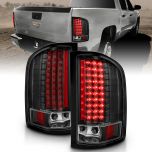 AmeriLite for 2007-2013 Chevy Silverado 1500/2500/3500 & GMC Sierra 3500HD Black LED Replacement Taillights Assembly - Passenger and Driver Side