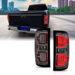 AmeriLite Replacement Taillights for 2014-2018 Chevy Silverado 1500 2500 3500 GMC Sierra Smoke Sequential LED Tube Pair - Driver and Passenger Side