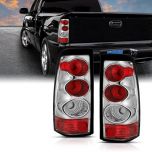 AmeriLite Chrome Rear Brake Tail Lights Replacement Set For Chevy Silverado Truck - Passenger and Driver Side