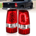 AmeriLite for 1999-2002 Chevy Silverado & 99-06 GMC Sierra Pickup Truck Clear Red LED Replacement Taillights Brake Lamp Set - Passenger and Driver Side