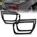AmeriLite for 2010-2013 Chevy Camaro 5th gen 4Pcs Tail Light Polish Black Bezel Covers - Passenger and Driver Side