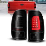 AmeriLite for 1997-2004 Dodge Dakota C-Type LED Dark Smoked Tail Lights Brake Lamps Set - Passenger and Driver Side