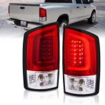 AmeriLite for 2002-2006 Dodge Ram 1500 2003-06 Ram 2500 3500 Pickup Clear Red C-Type LED Tube Replacement Tail Lights Brake Lamps Pair - Driver and Passenger Side
