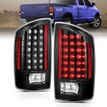 AmeriLite Black LED Tail Lights For Dodge Ram - Passenger and Driver Side