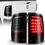 AmeriLite for 2009-2019 Dodge Ram 1500 / 10-19 Ram 2500 3500 Dark Black C-Type LED Tail Light Assembly Set [Do Not Fit - Factory LED Version]