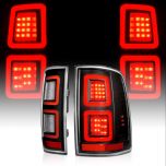 AmeriLite Clear Black [Full LED] Parking Light Bar Brake Reverse Tail Lights for 2009-2018 Dodge Ram 1500 2500 3500 Pair