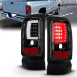 AmeriLite for 1994-2001 Dodge Ram 1500 2500 3500 Truck Black C-Bar LED Tube Replacement Tail Lights Signal Lamp Pair - Passenger and Driver Side