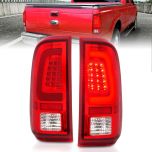 AmeriLite for 2008-2016 Ford F250 F350 F450 SD Ruby Red C-Type LED Tube Tail Lights w/ Reverse Bulb - Passenger and Driver Side