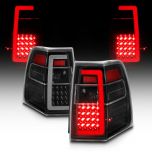 AmeriLite for 2007-2017 Ford Expedition [Full LED] C-Type Tube Black Replacement Tail Lights Set - Passenger and Driver Side