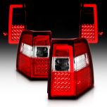 AmeriLite for 2007-2017 Ford Expedition [Full LED] C-Type Tube Red Replacement Tail Lights Set - Passenger and Driver Side