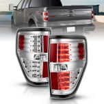 AmeriLite Chrome LED Replacement Brake Tail Lights Set For 09-14 Ford F-150 - Passenger and Driver Side