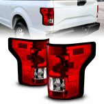 AmeriLite for 2015-2017 Ford F150 Pickup Halogen Type OE Replacement Red Tail Lights Assembly Set - Passenger and Driver Side