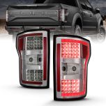 AmeriLite for 2018-2020 Ford F150 Taillights Crystal Clear Replacement Assembly with LED Tube Light Bar Set - Driver and Passenger Side