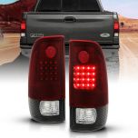 AmeriLite Black Red Replacement LED Brake Turn Signal Tail Lights Pair For 97-03 Ford F150 / 99-07 F250 F350 - Driver and Passenger Set