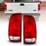 AmeriLite for Ford F-Series F150 F250 F350 SuperDuty Clear Red Factory Style OE Replacement Assembly Halogen Tail Lights Brake Lamps Set - Driver and Passenger Side