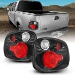 AmeriLite for 2001-2003 Ford F-150 Flareside Euro Carbon Fiber Replacement Tail Lights Brake Lamp Pair - Passenger and Driver Side