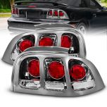 AmeriLite for 1994-1998 Ford Mustang Clear Chrome Replacement Taillights Set - Passenger and Driver Side