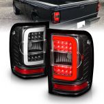 AmeriLite for 2001-2011 Ford Ranger C-Type LED Tube Clear Black Replacement Brake Tail Lights - Passenger and Driver Side