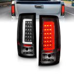 AmeriLite for 2007-2013 GMC Sierra 1500 2500HD 3500HD C-Type LED Tube Black Replacement Taillights Assembly Pair - Passenger and Driver Side